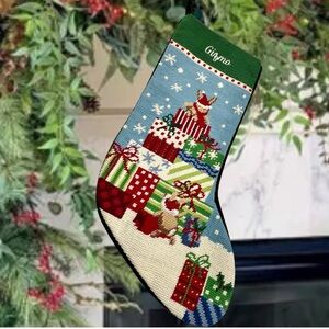 Needlepoint Lands End Christmas Stocking